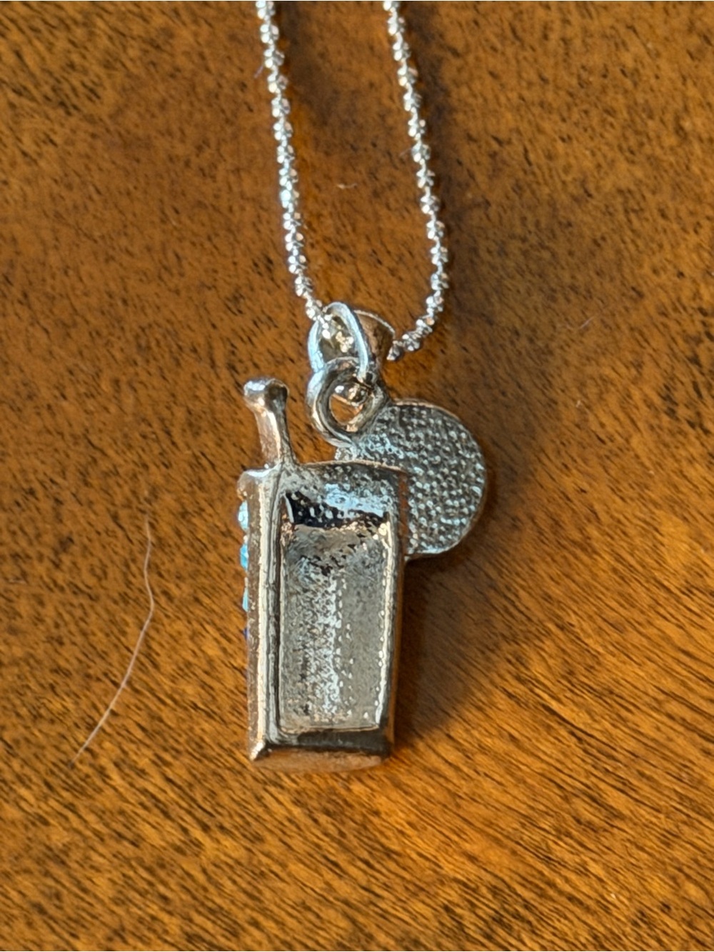 Life's a Beach! Blue Crystal Tropical Cocktail Pendant Necklace - Picture 3 of 5